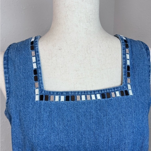 VNTG Y2K Christopher & Banks Denim Jumper Mini Shift Dress - Picture 5 of 9